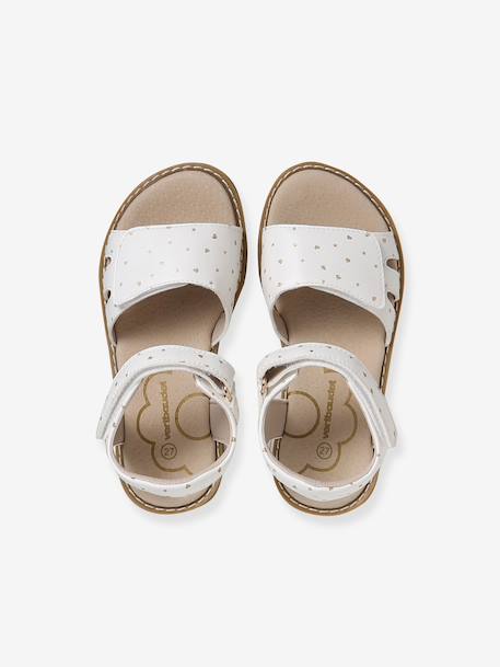 Sandales pailletées scratchées enfant collection maternelle blanc imprimé+lot bleu - vertbaudet enfant 