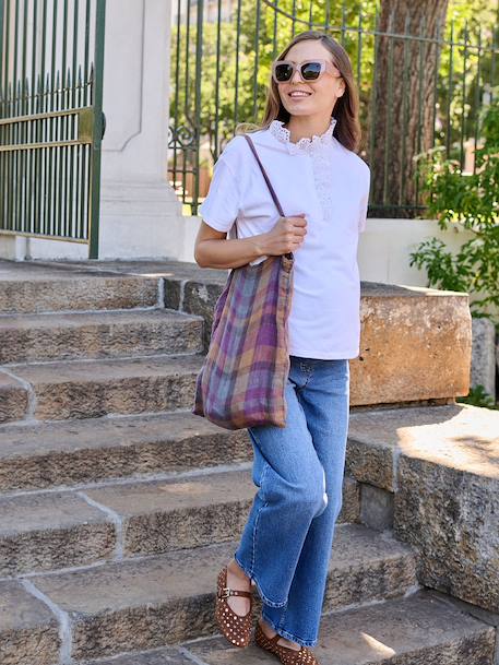 T-shirt de grossesse et allaitement brodé blanc - vertbaudet enfant 