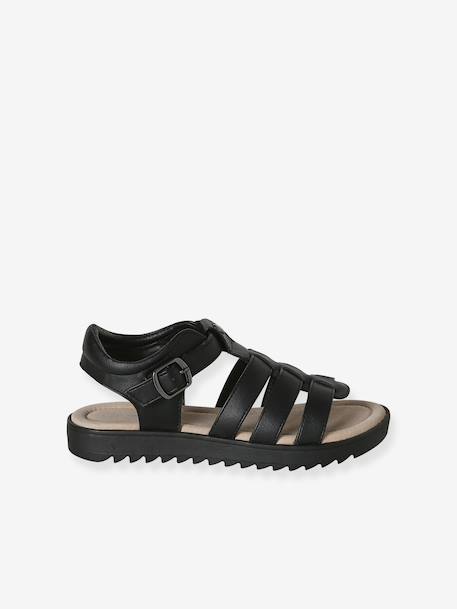 Sandales multi-brides enfant noir+or - vertbaudet enfant 