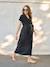 Robe chemise longue en lin mélangé grossesse et allaitement beige+kaki+noir - vertbaudet enfant 