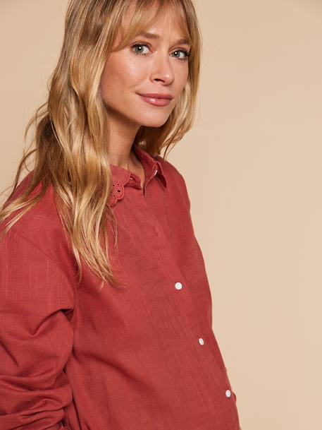 Chemise de nuit grossesse et allaitement terracotta+vert émeraude - vertbaudet enfant 