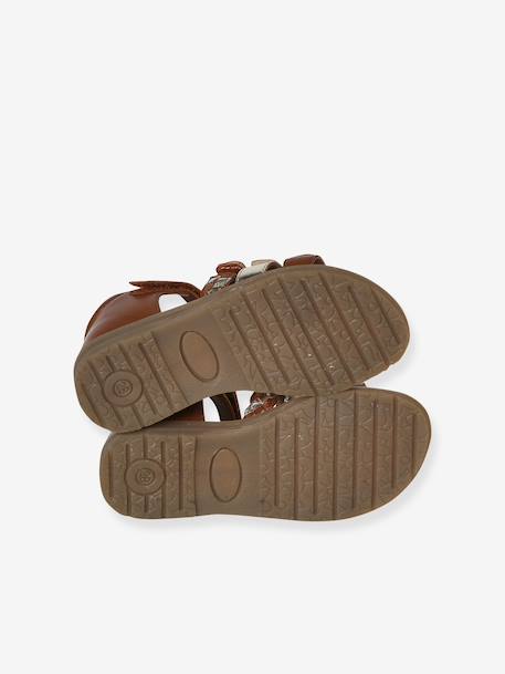 Sandales cuir enfant talon fermé collection maternelle lot marron+lot rose - vertbaudet enfant 