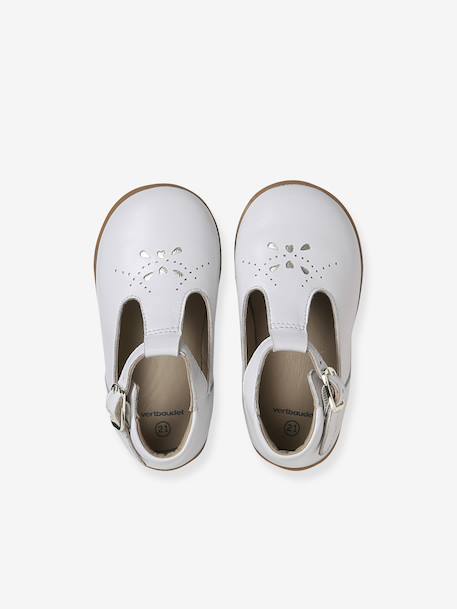 Chaussures salomés bébé fille cuir boucle beige irisé+blanc - vertbaudet enfant 
