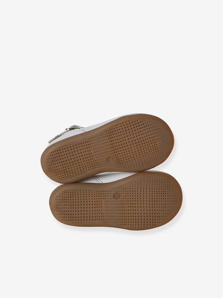 Salomés schoenen voor babymeisjes, leer, met gesp iriserend beige+wit - vertbaudet enfant 