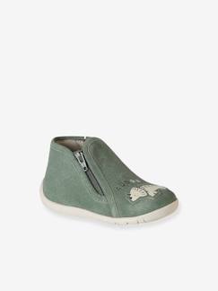 -Chaussons bébé cuir souple zip