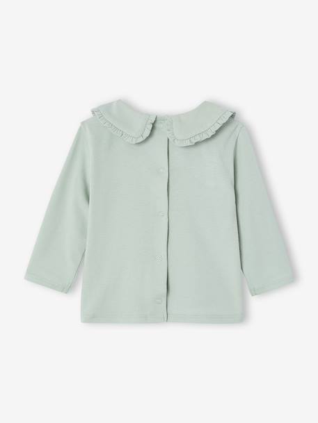 Baby T-shirt met lange mouwen en claudinekraag blauwgroen+lichtbeige+lichtroze - vertbaudet enfant 
