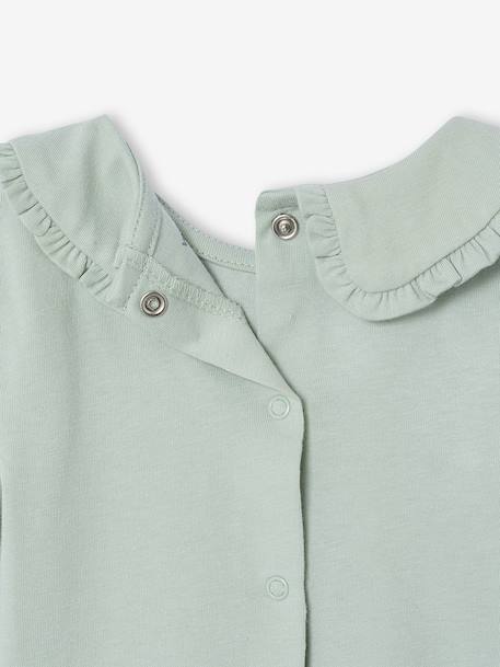 Baby T-shirt met lange mouwen en claudinekraag blauwgroen+lichtbeige+lichtroze - vertbaudet enfant 