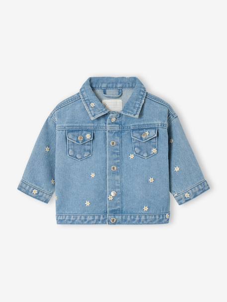 Denim jas baby meisjes bloemen stone - vertbaudet enfant 