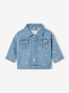 -Veste denim bébé fille fleurs
