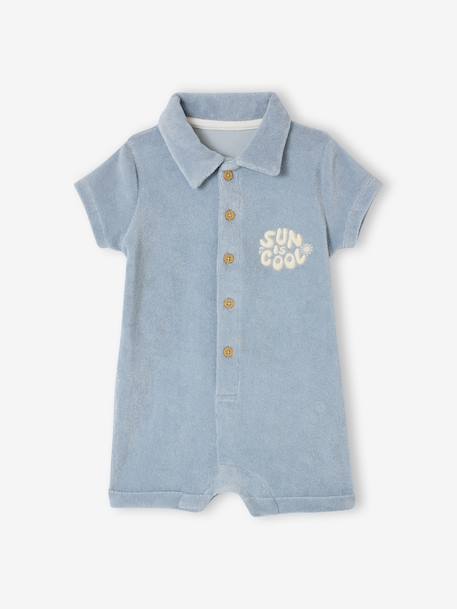Combishort bébé en éponge bleu ciel - vertbaudet enfant 