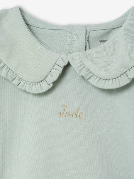 Baby T-shirt met lange mouwen en claudinekraag blauwgroen+lichtbeige+lichtroze - vertbaudet enfant 
