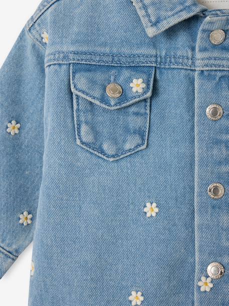 Denim jas baby meisjes bloemen stone - vertbaudet enfant 
