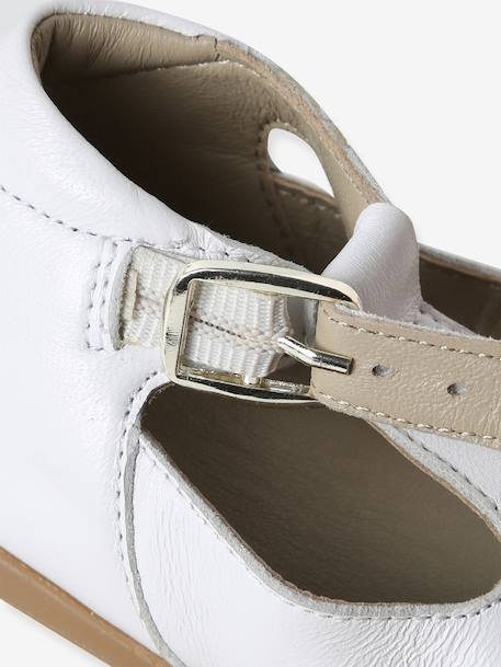 Chaussures salomés bébé fille cuir boucle beige irisé+blanc - vertbaudet enfant 