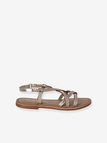 Sandales fille cuir scratchées or - vertbaudet enfant 