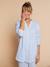 Pyjama grossesse 2 pièces en gaze de coton écru+rayé bleu - vertbaudet enfant 
