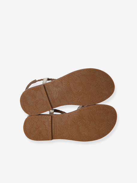 Sandales fille cuir scratchées or - vertbaudet enfant 