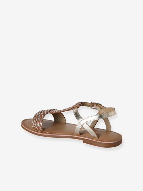 Sandales cuir fille Light gold+marron+marron imprimé - vertbaudet enfant 