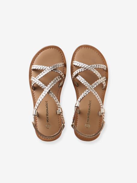 Sandales fille cuir scratchées or - vertbaudet enfant 