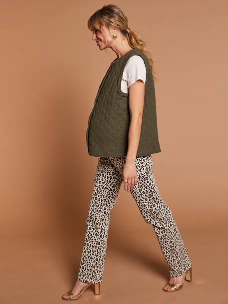 Veste matelassée évolutive avec protège-bébé grossesse et post grossesse en gaze de coton chocolat+écru+kaki - vertbaudet enfant 