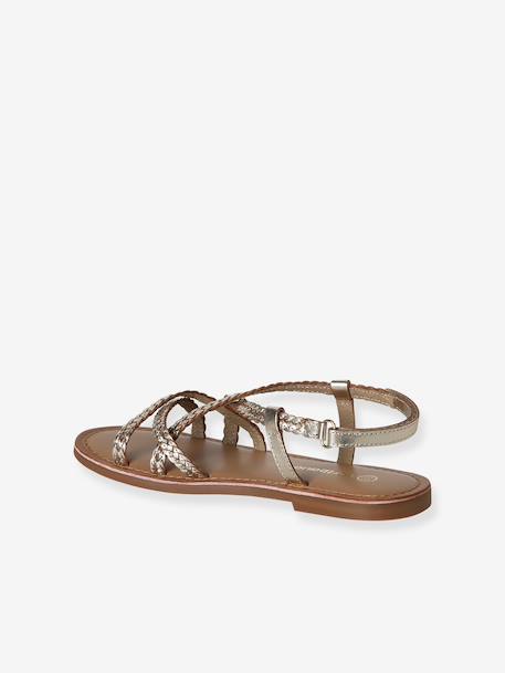 Sandales fille cuir scratchées or - vertbaudet enfant 