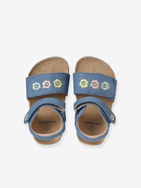 Sandales bébé textile à scratchs bleu jean - vertbaudet enfant 