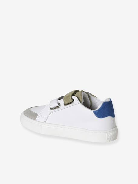 Leren sneakers met klittenband ecru+veel blauw+veel wit - vertbaudet enfant 