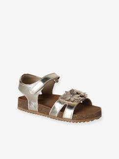 -Sandale ouverte fleur cuir 