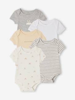 -Set van 5 body's met korte mouwen, konijn en wolk