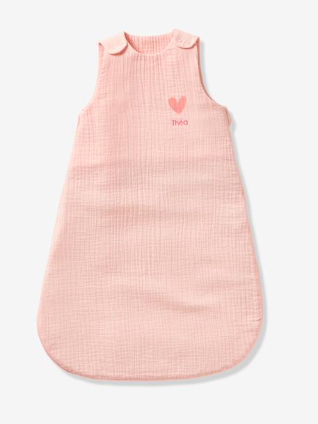 Gigoteuse été sans doublure en gaze de coton Bio*, personnalisable bleu grisé+corail - vertbaudet enfant 