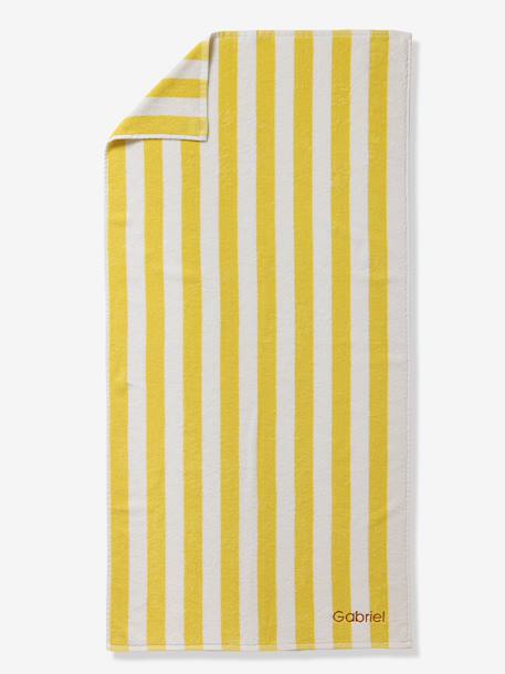 Serviette de bain rayée TRANSAT personnalisable, avec coton recyclé rayé bleu+rayé jaune+rayé rose - vertbaudet enfant 