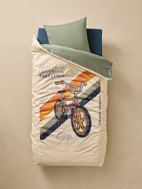Bedset dekbedovertrek en kussensloop kind BMX zandbeige - vertbaudet enfant 