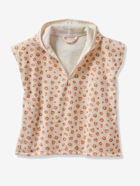 Poncho de bain bébé Animaux, avec coton recyclé blanc imprimé+rayé bleu - vertbaudet enfant 