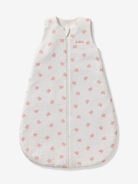 Gigoteuse été ouverture centrale personnalisable gaze de coton NOEUDS blanc imprimé - vertbaudet enfant 