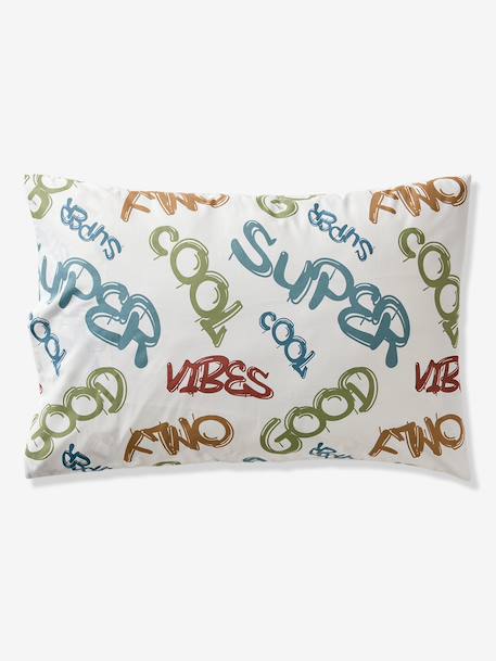 Parure housse de couette et taie d'oreiller BASKET avec coton recyclé écru - vertbaudet enfant 