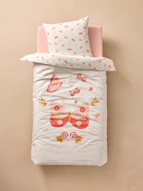 Parure housse de couette et taie d'oreiller ENVOLEE rose imprimé - vertbaudet enfant 