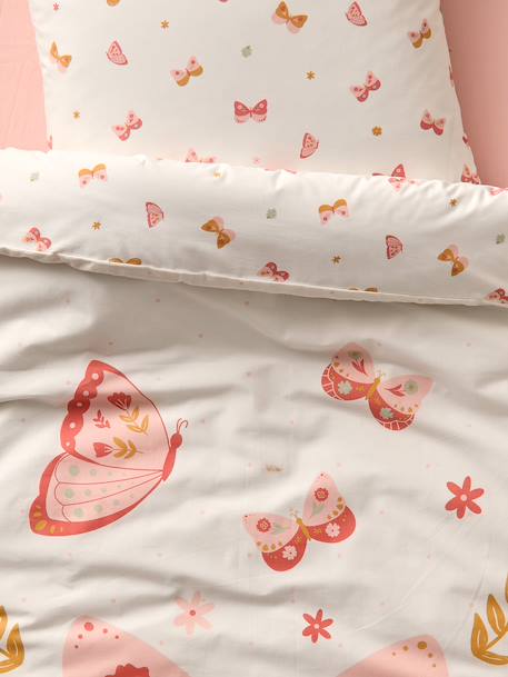 Parure housse de couette et taie d'oreiller ENVOLEE rose imprimé - vertbaudet enfant 