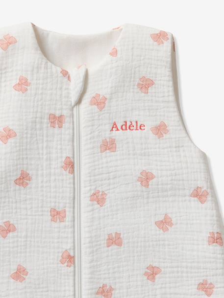 Gigoteuse été ouverture centrale personnalisable gaze de coton NOEUDS blanc imprimé - vertbaudet enfant 