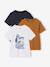 Lot 3 T-shirts manches courtes bleu pétrole+caramel+marine+noix de pécan+vert amande+vert sauge - vertbaudet enfant 