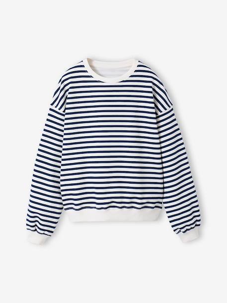 Sweat coupe large marine+marron+vanille - vertbaudet enfant 