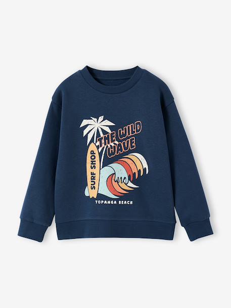 Sweater jongen met ronde hals en lange mouwen nachtblauw+olijf - vertbaudet enfant 