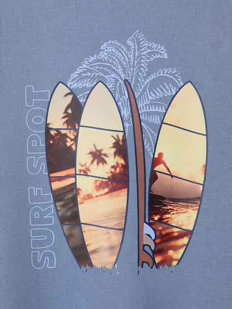 Sweat col rond surf bleu chambray+écru - vertbaudet enfant 