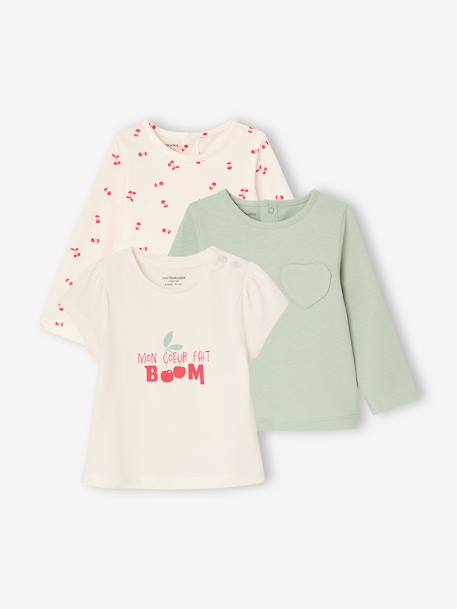 Bébé-Lot de 3 t-shirts bébé fille manches longues