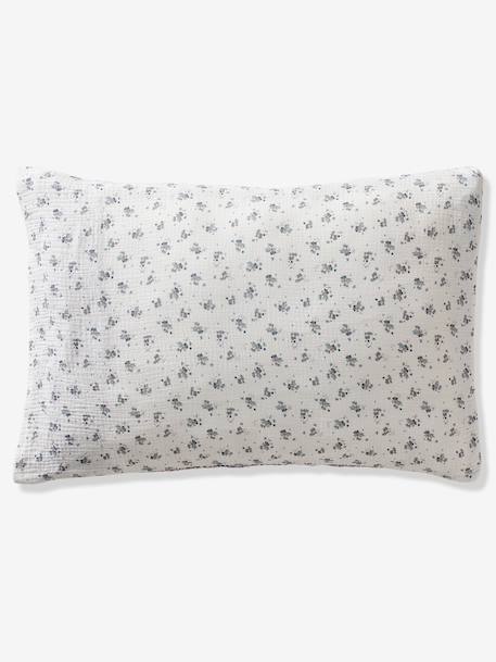 Parure housse de couette et taie d'oreiller en gaze de coton RETRO FLOWERS, avec coton recyclé rose imprimé - vertbaudet enfant 