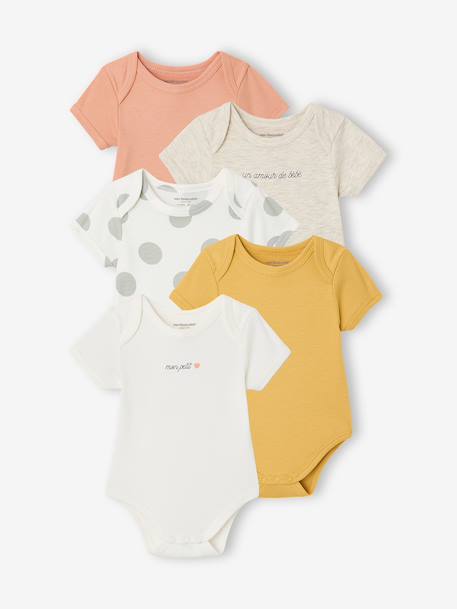 Lot 5 bodies bébé manches courte écru - vertbaudet enfant 