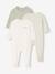 Lot 3 pyjamas bébé en coton bio beige+écru+vert sauge - vertbaudet enfant 