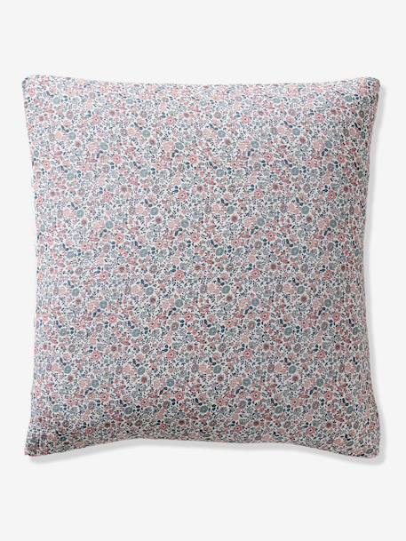Parure housse de couette et taie d'oreiller en gaze de coton RETRO FLOWERS, avec coton recyclé rose imprimé - vertbaudet enfant 
