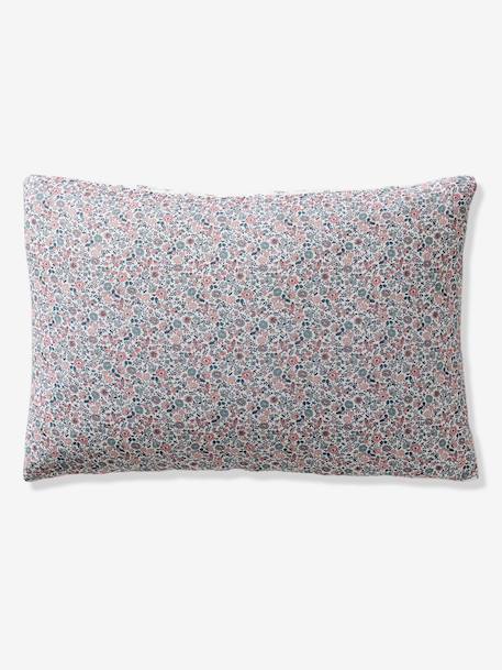 Parure housse de couette et taie d'oreiller en gaze de coton RETRO FLOWERS, avec coton recyclé rose imprimé - vertbaudet enfant 