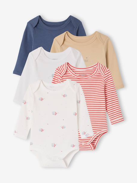Lot 5 bodies manches longues baleine bleu - vertbaudet enfant 