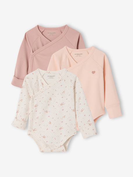 Set van 3 body's newborn met lange mouwen rozenhout - vertbaudet enfant 