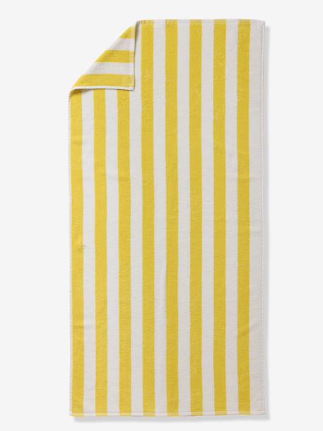 Serviette de bain rayée TRANSAT personnalisable, avec coton recyclé rayé bleu+rayé jaune+rayé rose - vertbaudet enfant 